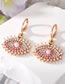 Fashion Pink Diamond Tremella Buckle 6 Alloy Diamond And Pearl Eye Earrings
