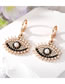 Fashion Black Diamond Gold Ear Buckles 3 Alloy Diamond And Pearl Eye Earrings