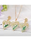 Fashion Dark Green Flower Set Alloy Dried Flower Heart Stud Necklace Set