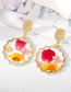 Fashion Red Petals Alloy Dried Flower Set Gold Foil Geometric Flower Stud Earrings