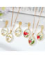 Fashion Red Petal Set Alloy Geometric Preserved Flower Gold Foil Stud Necklace Set