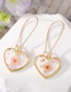 Fashion Red Heart Earrings Alloy Dried Flower Gold Foil Heart Earrings