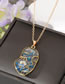 Fashion Blue Face Dried Flower Necklace Alloy Face Dried Flower Necklace