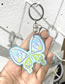Fashion Green And White Butterfly Resin Print Butterfly Keychain