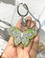 Fashion Green And White Butterfly Resin Print Butterfly Keychain