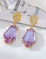Fashion Purple Pentagonal Stud Earrings Geometric Polygon Crystal Stud Earrings
