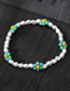 Fashion White Pearl Lake Blue Flower Bracelet Beaded Beaded Rice Beads Sunflower Bracelet