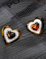 Fashion Heart Leopard Stud Earrings Resin Diamond Geometric Leopard Heart Stud Earrings