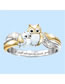 Fashion Ring No. 0557-6 Alloy Two-tone Parent-child Owl Ring