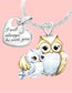 Fashion 0555 Necklace Alloy Two-color Parent-child Owl Letter Heart Necklace