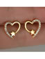 Fashion Rose Black Alloy Diamond Heart Stud Earrings