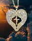 Fashion Gold Alloy Diamond Wings Heart Cross Necklace