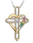 Fashion Cross Love Alloy Diamond Heart Cross Necklace