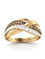 Fashion Gold Alloy Colorblock Diamond Geometric Cross Ring