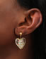 Fashion Yellow Pure Copper Glazed Heart Stud Earrings