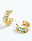 Fashion Gold Brass Inset Zirconium Geometric C-hoop Earrings