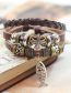 Fashion Brown Alloy Leather Braided Fish Bracelet