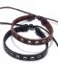 Fashion Brown Geometric Leather Vapor Eye Braid Bracelet