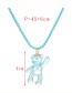 Fashion Blue Copper Resin Bear Pendant Necklace