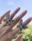 Fashion Green Bronze Zircon Butterfly Ring