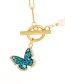 Fashion Blue Bronze Zircon Butterfly Pendant With Ot Buckle And Pearl Necklace