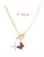 Fashion Red Bronze Zircon Butterfly Pendant With Ot Buckle And Pearl Necklace