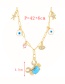 Fashion Blue Bronze Zircon Eye Crab Heart Pendant Necklace