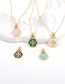 Fashion Green Copper Gold Plated Geometric Oil Drip Necklace