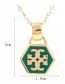 Fashion Green Copper Gold Plated Geometric Oil Drip Necklace
