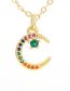Fashion Moon Copper Gold Plated Zirconium Moon Necklace