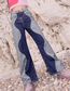 Fashion Blue Low-rise Contrast Denim Straight-leg Pants