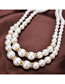 Fashion Silver Geometric Diamond Size Pearl Beaded Necklace
