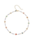 Fashion 7# Pure Copper Pearl Beaded Colorful Crystal Necklace