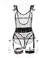 Fashion Black Lace Polka Dot Perspective Underwear Set