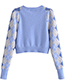 Fashion Blue Diamond Knit Crewneck Sweater