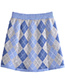 Fashion Blue Diamond Knitted Skirt