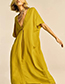 Fashion Yellow Woven V-neck Dress