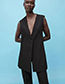 Fashion Black Woven Single Button Sleeveless Vest Jacket