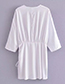 Fashion White Woven V-neck Drawstring Dress
