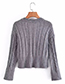 Fashion Grey V-neck Knitted Sweater