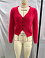 Fashion Red V-neck Cardigan With Mohair Buttons