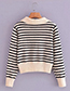 Fashion Black And White Striped Lapel Pullover Sweater