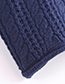 Fashion Blue Flared Sleeve Twist Knit Cardigan
