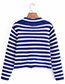 Fashion Blue And White Contrast Stripe Knit-breasted Cardigan