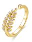 Fashion Rose Gold Color Silver Zirconium Leaf Ring