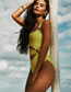 Fashion Fluorescent Green Polyester Cutout One Piece Swimsuit