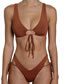 Fashion Meat Meal Polyester Cutout Tie Swimsuit