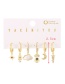 Fashion Gold 6-piece Set Of Copper Inlaid Zircon Rocket Robot Earrings