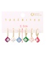 Fashion Color Set Of 6 Copper Inlaid Zircon Oil Drop Square Earrings