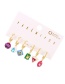 Fashion Color 6-piece Set Of Copper Inlaid Zircon Drip Oil Geometric Earrings